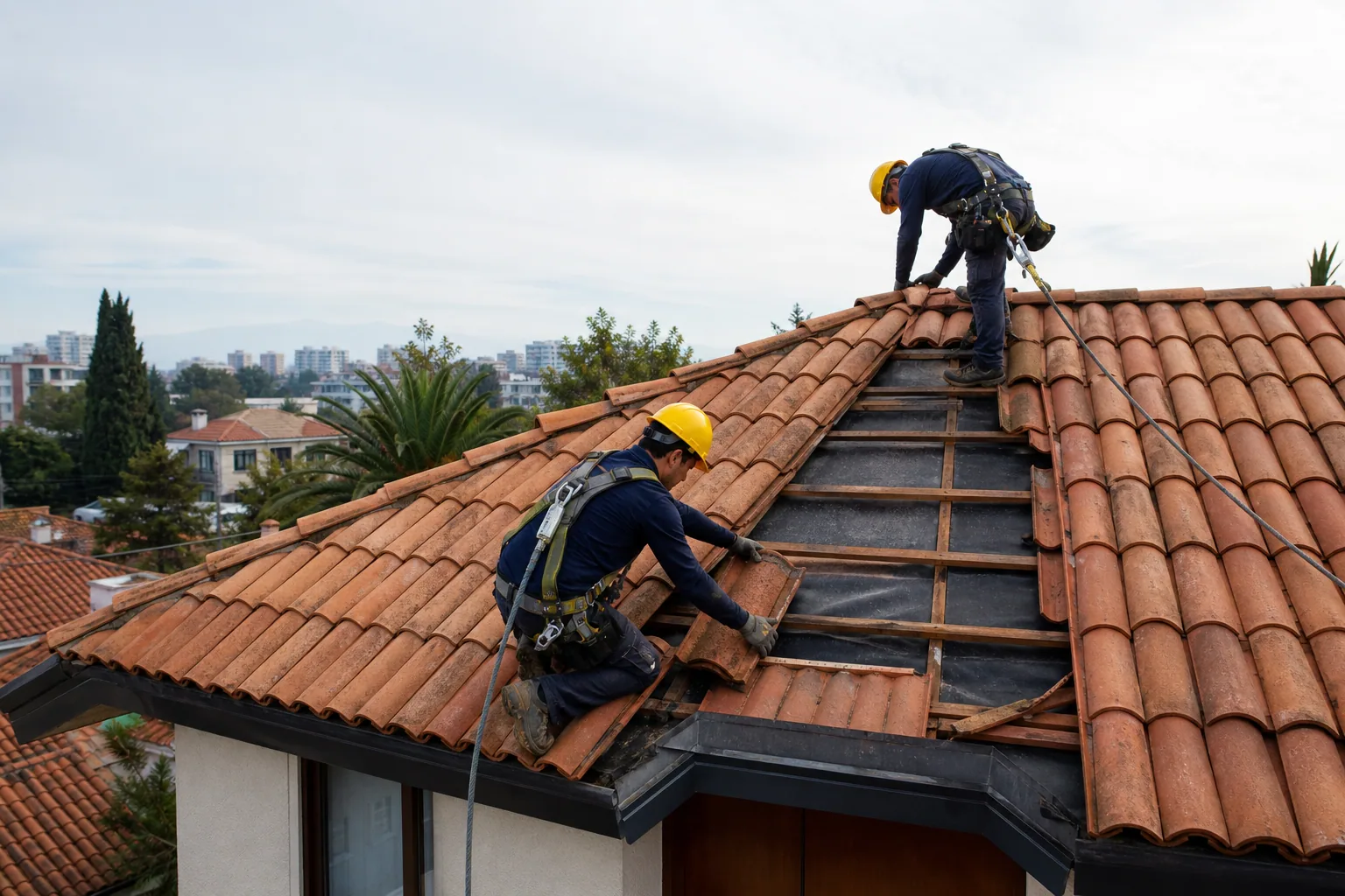 Reparación profesional de una techumbre residencial